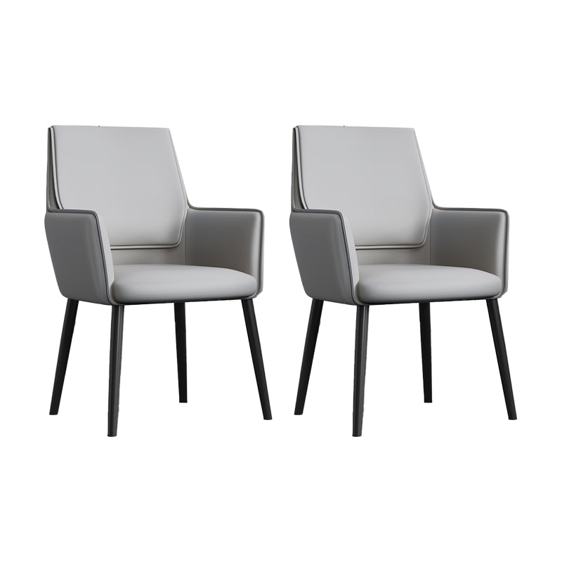 Faux Leather Upholstered Chair Contemporary Kitchen Dining Arm Chair Light Gray 2 Piece Set Clearhalo 'Dining Chairs' 'Dining Tables & Seating' 'dining_chair' 'furn' 'furn_dining_chair' 'Furniture' 'Kitchen & Dining Furniture' 6581619