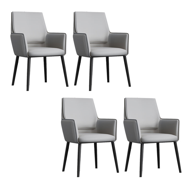 Faux Leather Upholstered Chair Contemporary Kitchen Dining Arm Chair Light Gray 4 Piece Set Clearhalo 'Dining Chairs' 'Dining Tables & Seating' 'dining_chair' 'furn' 'furn_dining_chair' 'Furniture' 'Kitchen & Dining Furniture' 6581620