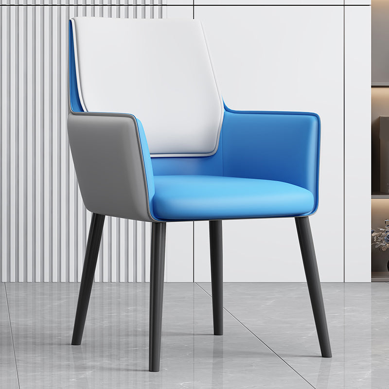 Faux Leather Upholstered Chair Contemporary Kitchen Dining Arm Chair Gray-Blue 1 Piece Clearhalo 'Dining Chairs' 'Dining Tables & Seating' 'dining_chair' 'furn' 'furn_dining_chair' 'Furniture' 'Kitchen & Dining Furniture' 6581628