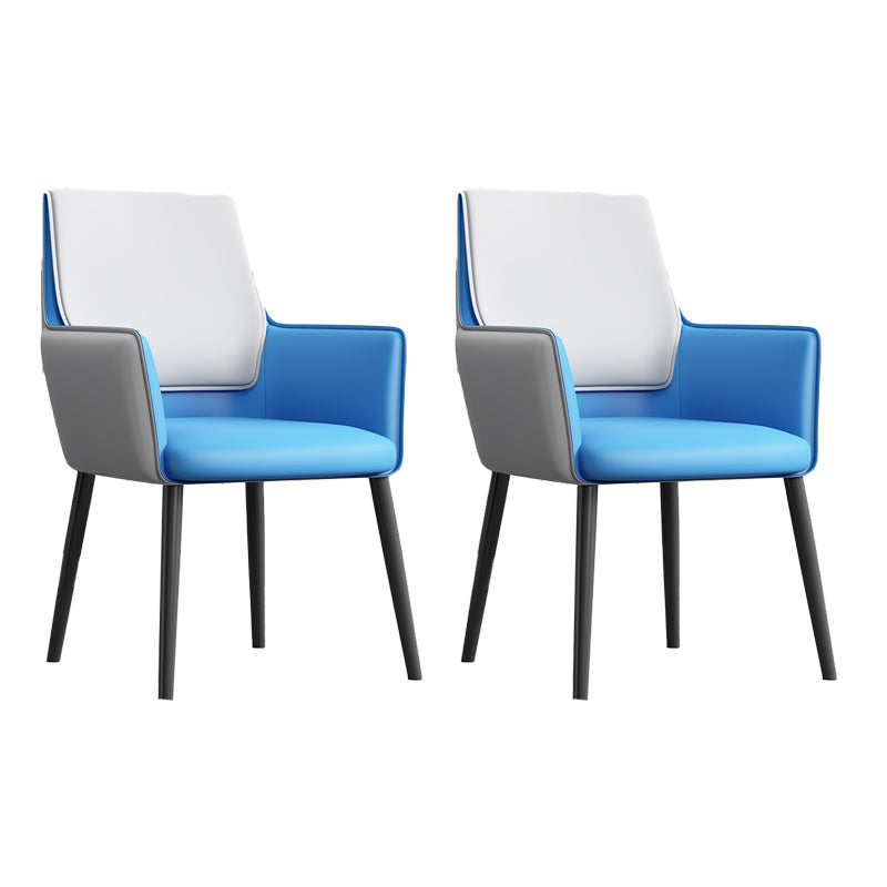 Faux Leather Upholstered Chair Contemporary Kitchen Dining Arm Chair Gray-Blue 2 Piece Set Clearhalo 'Dining Chairs' 'Dining Tables & Seating' 'dining_chair' 'furn' 'furn_dining_chair' 'Furniture' 'Kitchen & Dining Furniture' 6581629