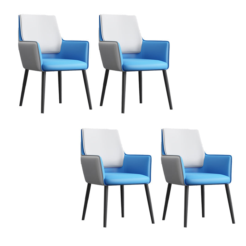 Faux Leather Upholstered Chair Contemporary Kitchen Dining Arm Chair Gray-Blue 4 Piece Set Clearhalo 'Dining Chairs' 'Dining Tables & Seating' 'dining_chair' 'furn' 'furn_dining_chair' 'Furniture' 'Kitchen & Dining Furniture' 6581630