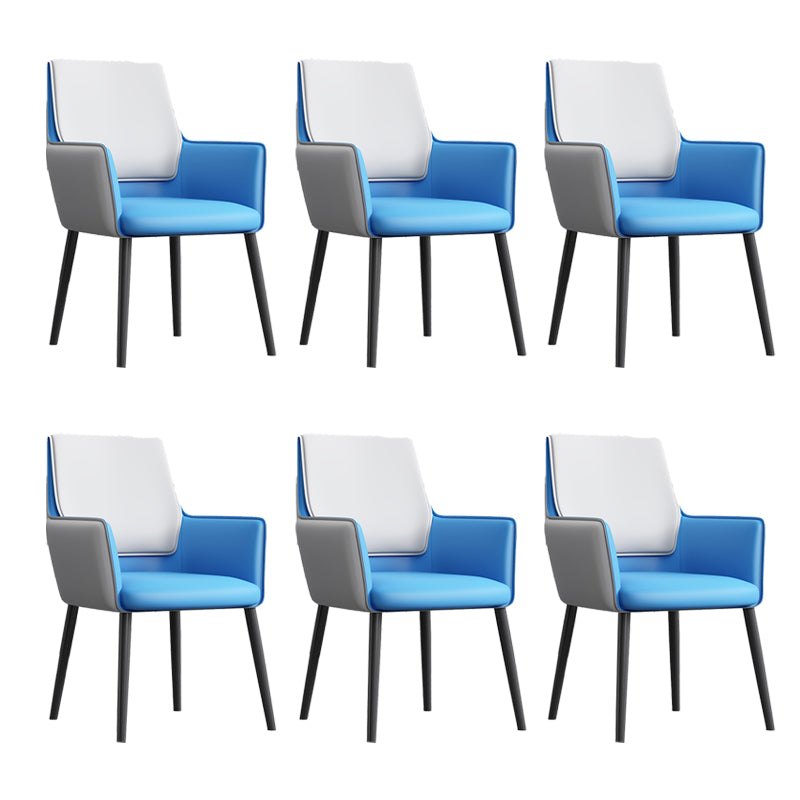 Faux Leather Upholstered Chair Contemporary Kitchen Dining Arm Chair Gray-Blue 6 Piece Set Clearhalo 'Dining Chairs' 'Dining Tables & Seating' 'dining_chair' 'furn' 'furn_dining_chair' 'Furniture' 'Kitchen & Dining Furniture' 6581631