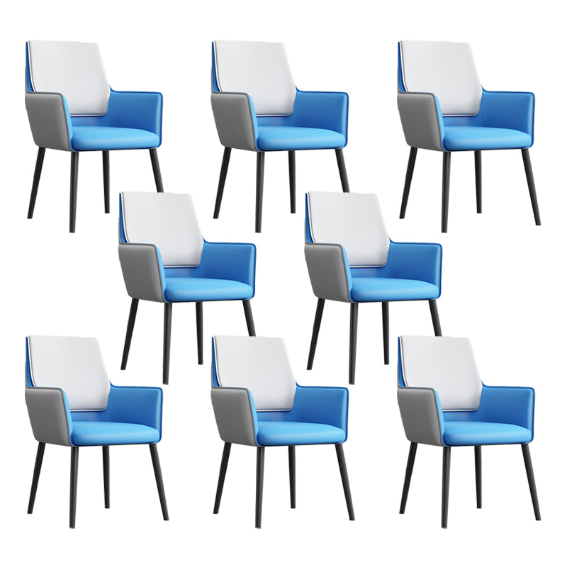 Faux Leather Upholstered Chair Contemporary Kitchen Dining Arm Chair Gray-Blue 8 Piece Set Clearhalo 'Dining Chairs' 'Dining Tables & Seating' 'dining_chair' 'furn' 'furn_dining_chair' 'Furniture' 'Kitchen & Dining Furniture' 6581632