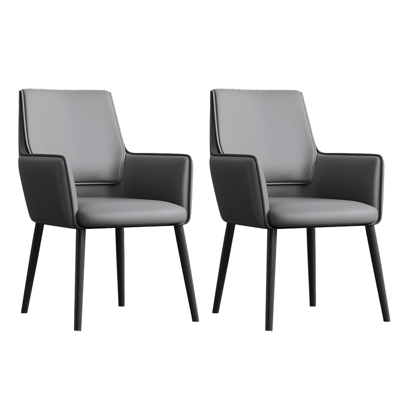 Faux Leather Upholstered Chair Contemporary Kitchen Dining Arm Chair Dark Gray 2 Piece Set Clearhalo 'Dining Chairs' 'Dining Tables & Seating' 'dining_chair' 'furn' 'furn_dining_chair' 'Furniture' 'Kitchen & Dining Furniture' 6581634