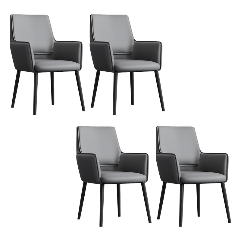 Faux Leather Upholstered Chair Contemporary Kitchen Dining Arm Chair Dark Gray 4 Piece Set Clearhalo 'Dining Chairs' 'Dining Tables & Seating' 'dining_chair' 'furn' 'furn_dining_chair' 'Furniture' 'Kitchen & Dining Furniture' 6581635