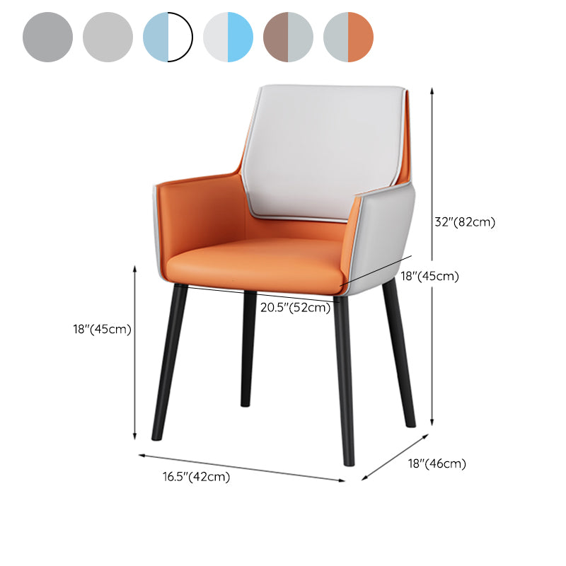 Faux Leather Upholstered Chair Contemporary Kitchen Dining Arm Chair Clearhalo 'Dining Chairs' 'Dining Tables & Seating' 'dining_chair' 'furn' 'furn_dining_chair' 'Furniture' 'Kitchen & Dining Furniture' 6581638