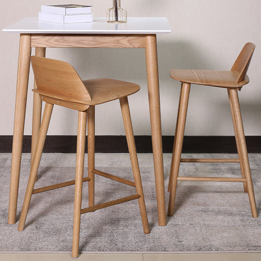 Indoor Oak Solid Wood Bar Stool Modern Armless Low Back Stool