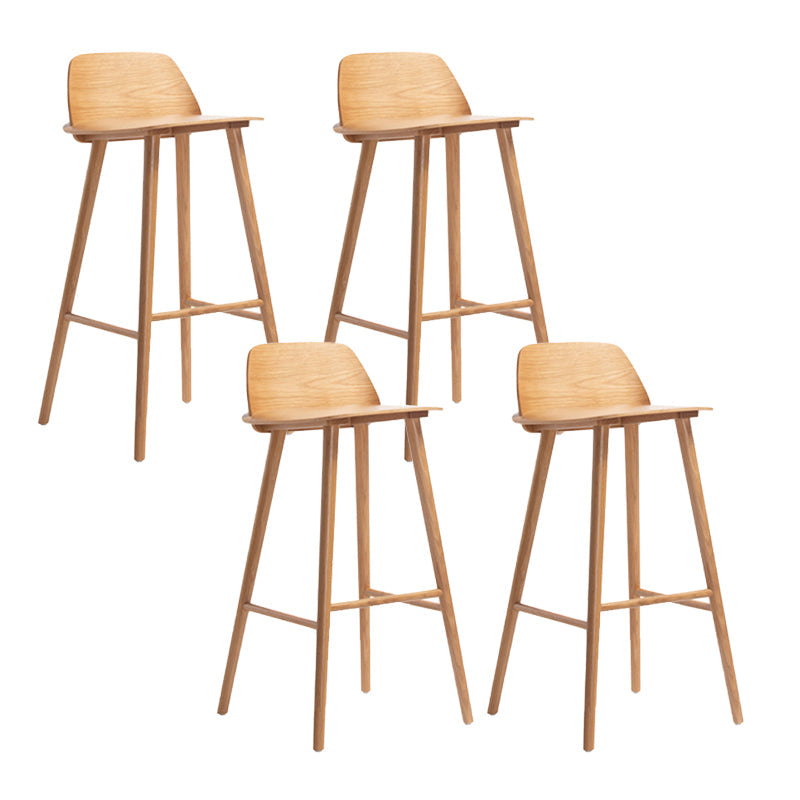 Indoor Oak Solid Wood Bar Stool Modern Armless Low Back Stool