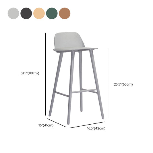 Indoor Oak Solid Wood Bar Stool Modern Armless Low Back Stool