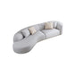 Glam Sectional Sofa White Curved Corner Sleeper Sectional with 3 Pillows