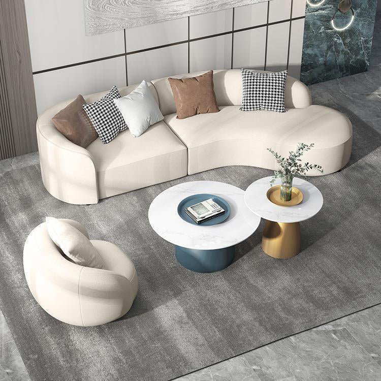 29 "H Sofá escandinavo Sofá de cuero blanco Sectional
