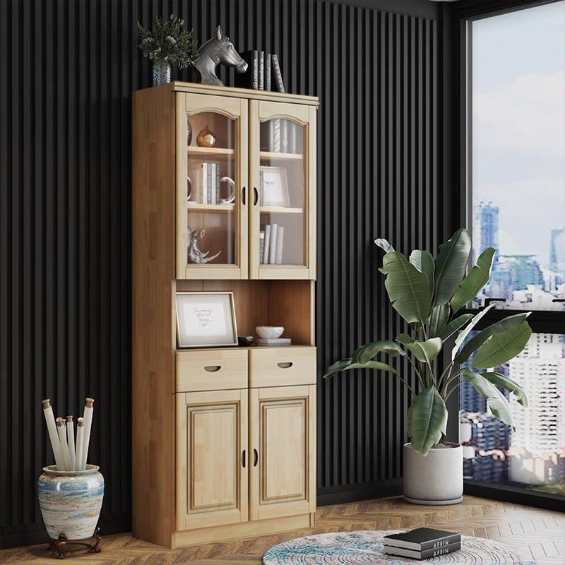 Grooves Handle Storage Cabinet Solid Wood Cabinet with Drawer Natural 2 Clearhalo 'Cabinets & Chests' 'cabinets_chests' 'furn' 'furn_cabinets_chests' 'Furniture' 'Living Room Furniture' 6582292