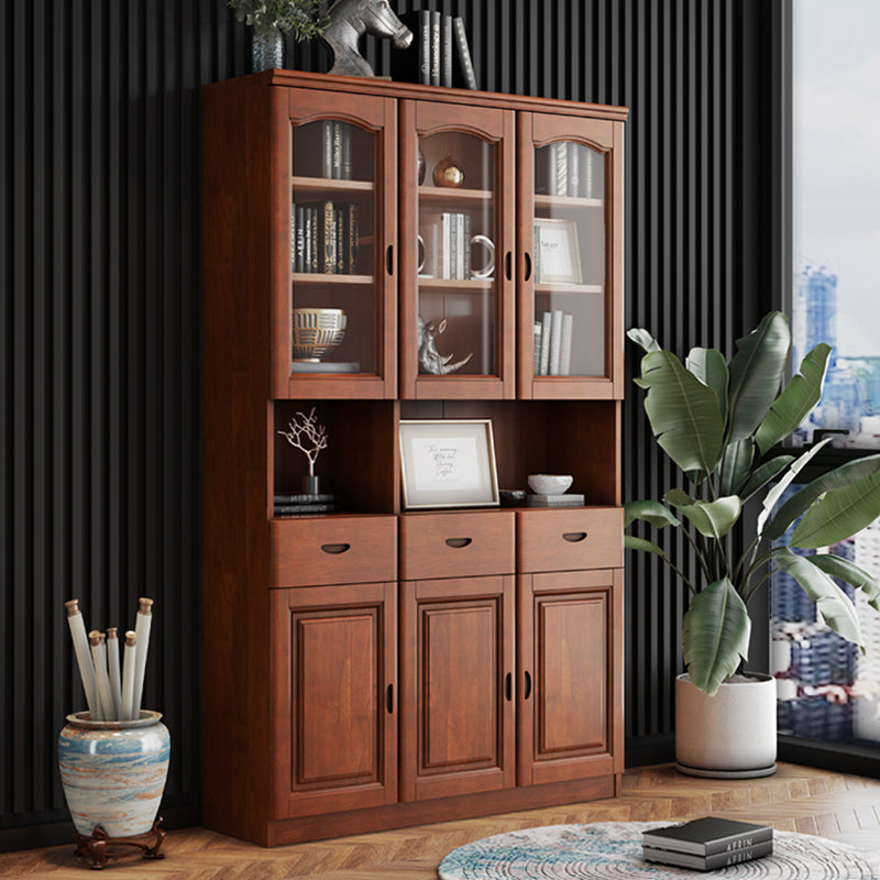 Grooves Handle Storage Cabinet Solid Wood Cabinet with Drawer Medium Wood 3 Clearhalo 'Cabinets & Chests' 'cabinets_chests' 'furn' 'furn_cabinets_chests' 'Furniture' 'Living Room Furniture' 6582295