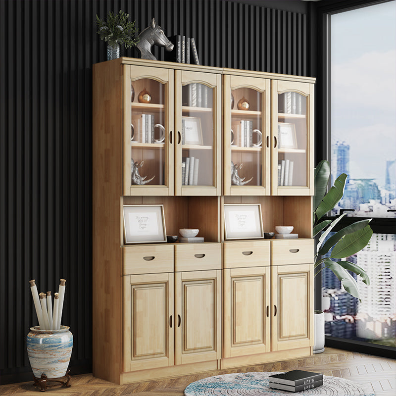 Grooves Handle Storage Cabinet Solid Wood Cabinet with Drawer Natural 4 Clearhalo 'Cabinets & Chests' 'cabinets_chests' 'furn' 'furn_cabinets_chests' 'Furniture' 'Living Room Furniture' 6582301
