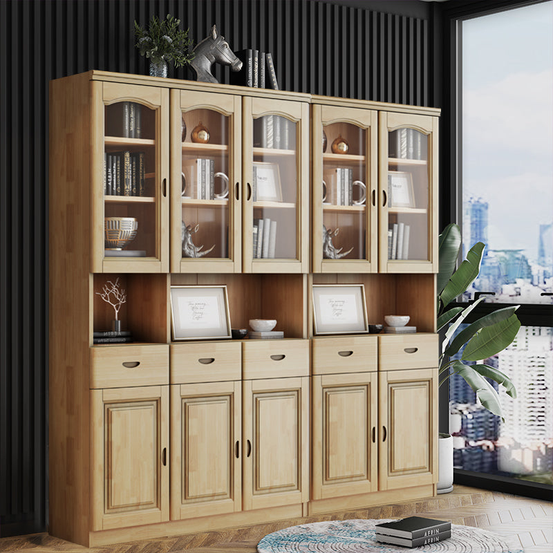 Grooves Handle Storage Cabinet Solid Wood Cabinet with Drawer Natural 5 Clearhalo 'Cabinets & Chests' 'cabinets_chests' 'furn' 'furn_cabinets_chests' 'Furniture' 'Living Room Furniture' 6582307