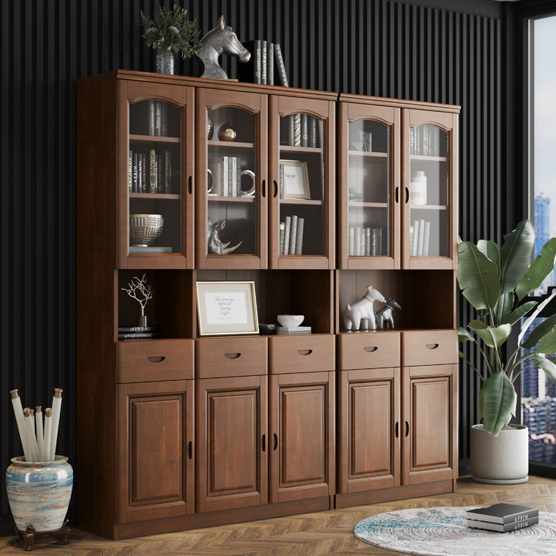 Grooves Handle Storage Cabinet Solid Wood Cabinet with Drawer Walnut 5 Clearhalo 'Cabinets & Chests' 'cabinets_chests' 'furn' 'furn_cabinets_chests' 'Furniture' 'Living Room Furniture' 6582309