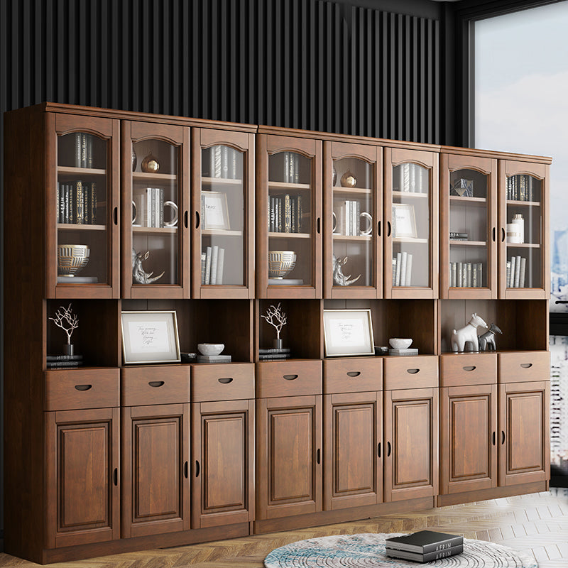 Grooves Handle Storage Cabinet Solid Wood Cabinet with Drawer Walnut 8 Clearhalo 'Cabinets & Chests' 'cabinets_chests' 'furn' 'furn_cabinets_chests' 'Furniture' 'Living Room Furniture' 6582314