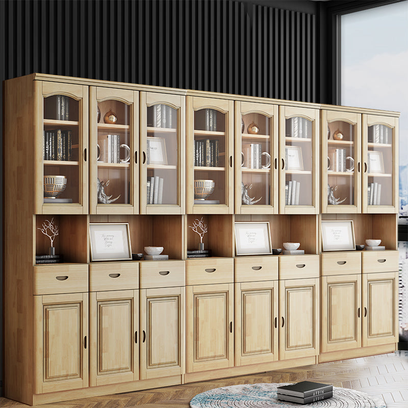 Grooves Handle Storage Cabinet Solid Wood Cabinet with Drawer Natural 8 Clearhalo 'Cabinets & Chests' 'cabinets_chests' 'furn' 'furn_cabinets_chests' 'Furniture' 'Living Room Furniture' 6582317