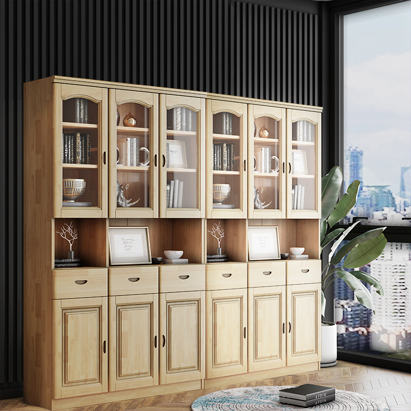 Grooves Handle Storage Cabinet Solid Wood Cabinet with Drawer Natural 6 Clearhalo 'Cabinets & Chests' 'cabinets_chests' 'furn' 'furn_cabinets_chests' 'Furniture' 'Living Room Furniture' 6582319