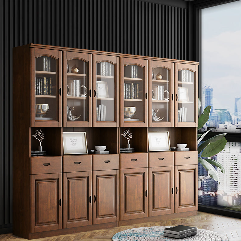 Grooves Handle Storage Cabinet Solid Wood Cabinet with Drawer Walnut 6 Clearhalo 'Cabinets & Chests' 'cabinets_chests' 'furn' 'furn_cabinets_chests' 'Furniture' 'Living Room Furniture' 6582322