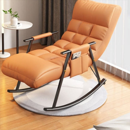 Home Modern Metal Base Rocking Chair Living Room Leisure Single Sofa Chair Orange Black Clearhalo 'Chairs & Seating' 'furn' 'furn_rocking_chairs' 'Furniture' 'Living Room Furniture' 'Rocking Chairs' 'rocking_chairs' 6582547