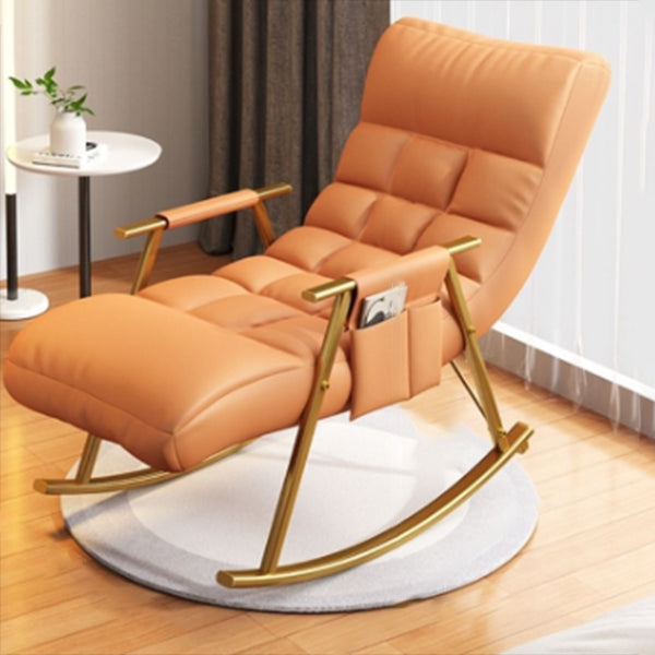 Home Modern Metal Base Rocking Chair Living Room Leisure Single Sofa Chair Orange Gold Clearhalo 'Chairs & Seating' 'furn' 'furn_rocking_chairs' 'Furniture' 'Living Room Furniture' 'Rocking Chairs' 'rocking_chairs' 6582549