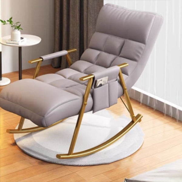 Home Modern Metal Base Rocking Chair Living Room Leisure Single Sofa Chair Clearhalo 'Chairs & Seating' 'furn' 'furn_rocking_chairs' 'Furniture' 'Living Room Furniture' 'Rocking Chairs' 'rocking_chairs' 6582564