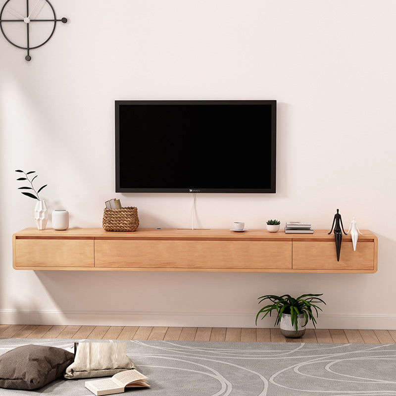 Wall-mounted TV Stand Console Modern TV Media Console with Drawers 94"L x 8"W x 9"H Natural Clearhalo 'furn' 'furn_tv_stands_entertainment_centers' 'Furniture' 'Living Room Furniture' 'TV Stands & Entertainment Centers' 'TV Stands & Media Storage Furniture' 'tv_stands_entertainment_centers' 6582778