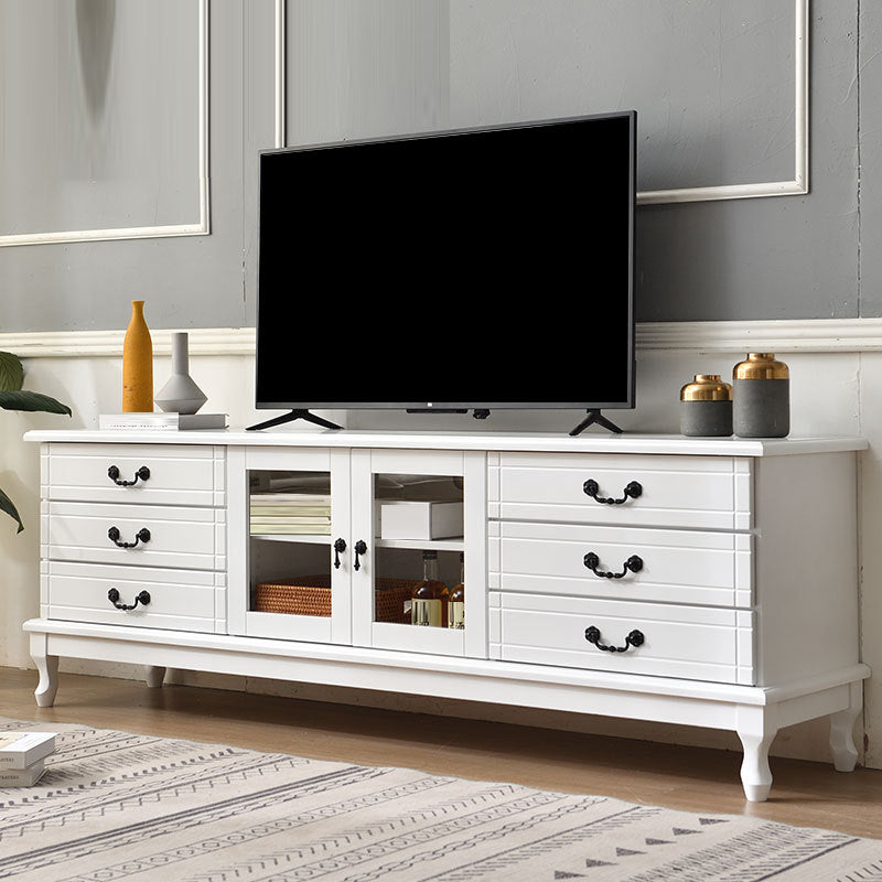 Traditional TV Stand Console Wooden TV Media Console for Living Room White Clearhalo 'furn' 'furn_tv_stands_entertainment_centers' 'Furniture' 'Living Room Furniture' 'TV Stands & Entertainment Centers' 'TV Stands & Media Storage Furniture' 'tv_stands_entertainment_centers' 6582800