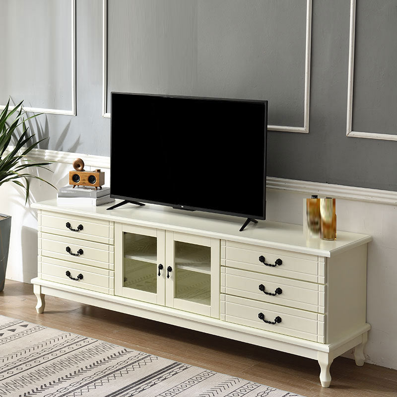 Traditional TV Stand Console Wooden TV Media Console for Living Room Ivory Clearhalo 'furn' 'furn_tv_stands_entertainment_centers' 'Furniture' 'Living Room Furniture' 'TV Stands & Entertainment Centers' 'TV Stands & Media Storage Furniture' 'tv_stands_entertainment_centers' 6582801