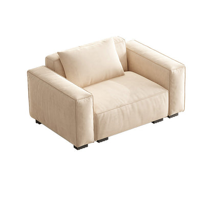 Sofá moderno de brazo cuadrado de terciopelo con almohadas en blanco 37.40 "W