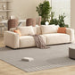 Velvet  Square Arm Sofa Modern Sofa with Pillows in White 37.40"   W