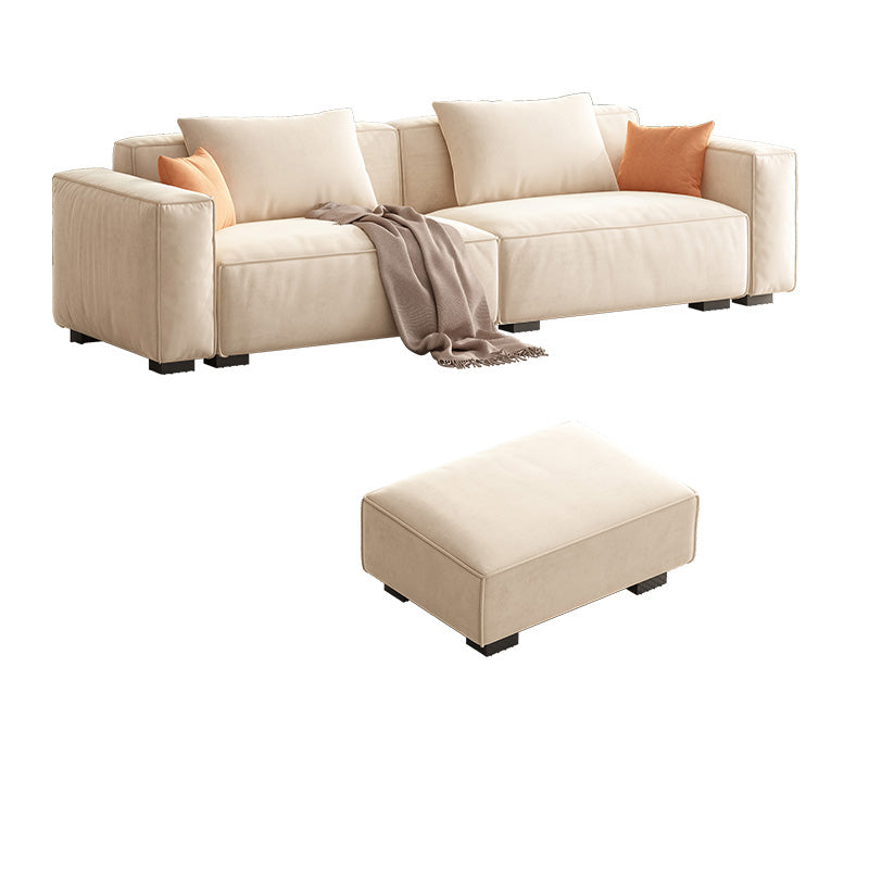 Velvet  Square Arm Sofa Modern Sofa with Pillows in White 37.40"   W