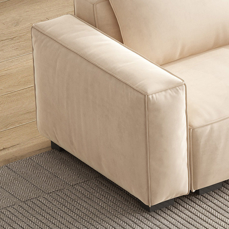 Velvet  Square Arm Sofa Modern Sofa with Pillows in White 37.40"   W