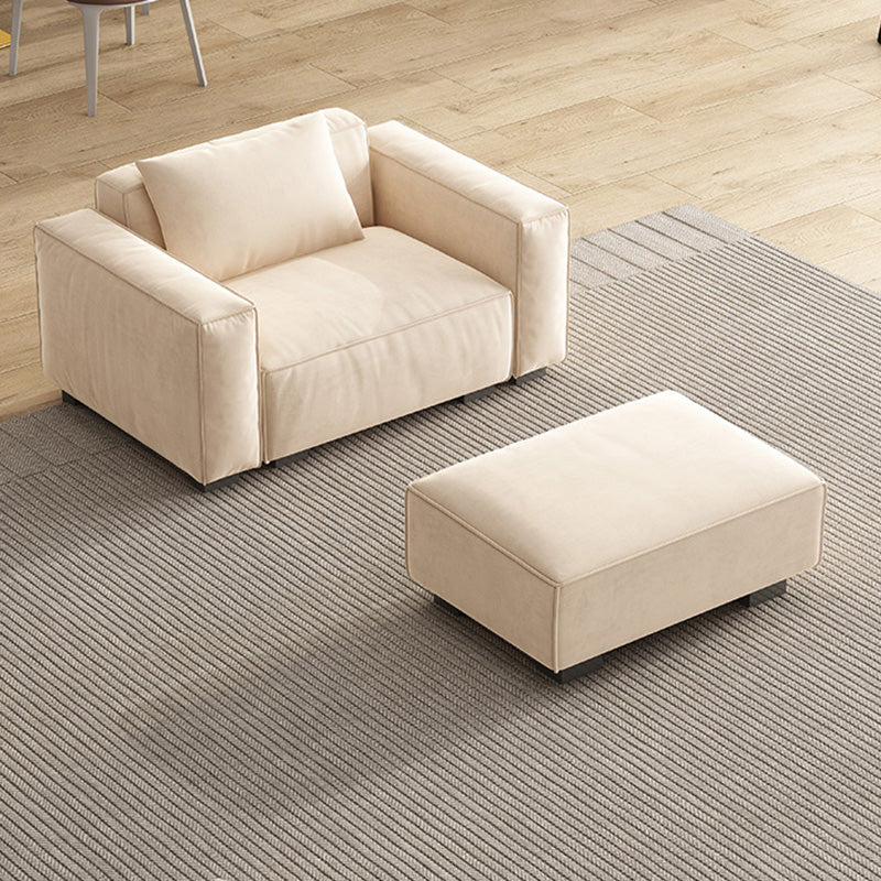 Velvet  Square Arm Sofa Modern Sofa with Pillows in White 37.40"   W