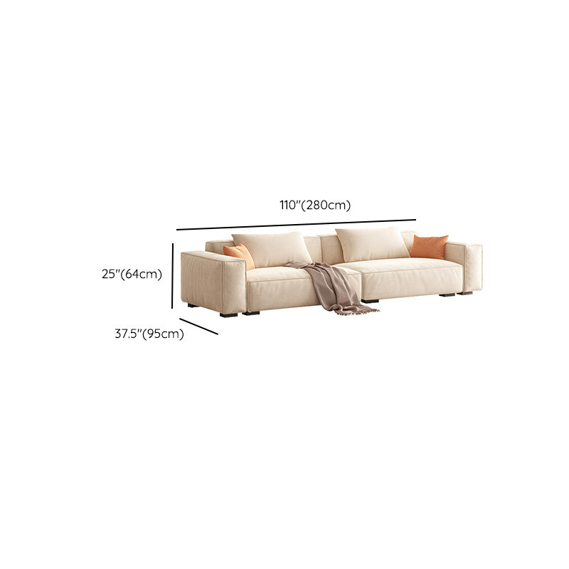 Sofá moderno de brazo cuadrado de terciopelo con almohadas en blanco 37.40 "W