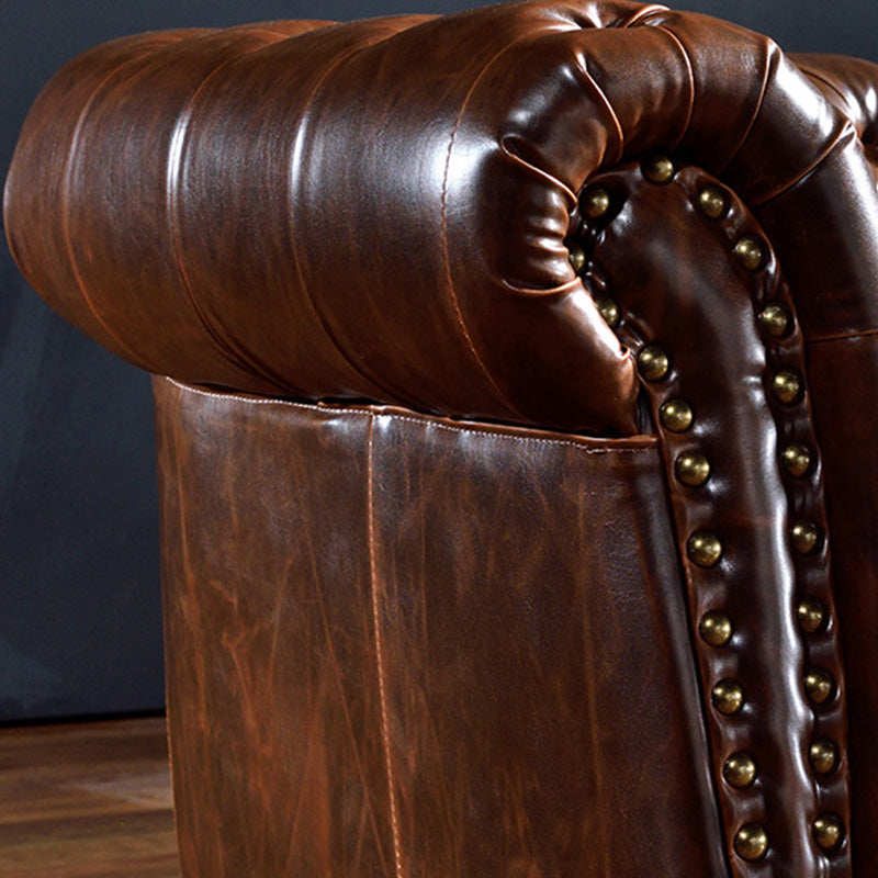 Traditional Flared Arm Sofa Tufted Cushions Seating in Dark Brown Clearhalo 'furn' 'furn_sofas' 'Furniture' 'Living Room Furniture' 'Sofa' 'sofas' 6582943