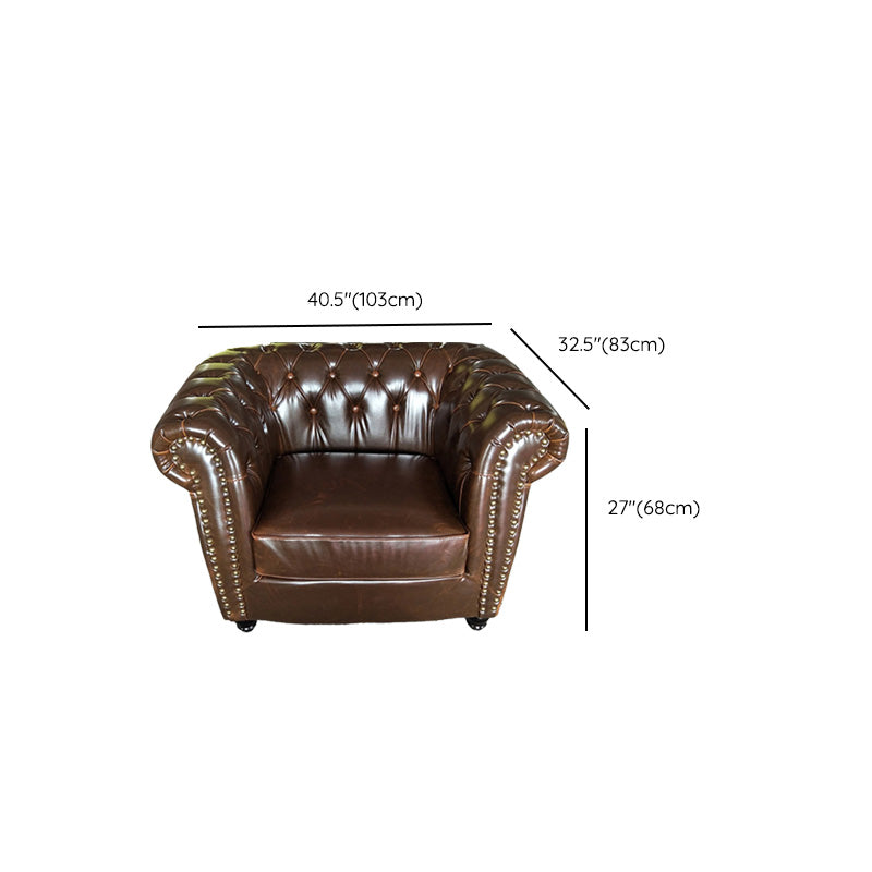 Traditional Flared Arm Sofa Tufted Cushions Seating in Dark Brown Clearhalo 'furn' 'furn_sofas' 'Furniture' 'Living Room Furniture' 'Sofa' 'sofas' 6582944
