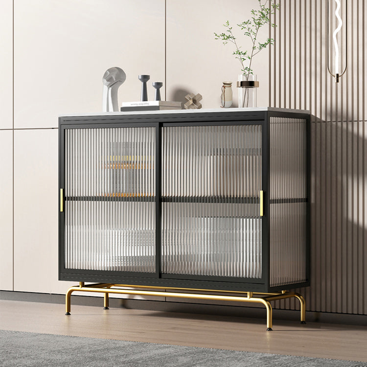 Verre d'armoire Curio en métal moderne et portes coulissantes armoire pour le salon