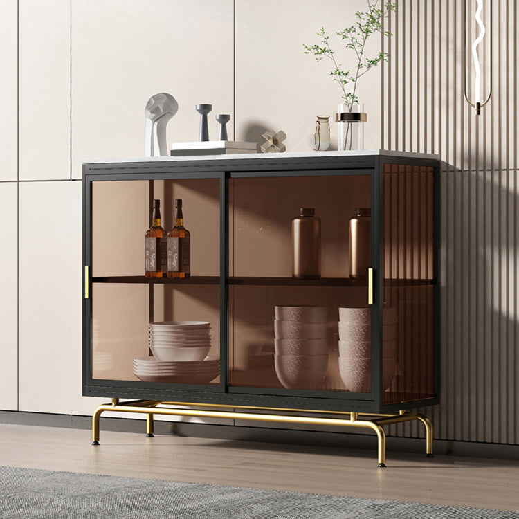 Mobile moderno in metallo in metallo vetro e porte scorrevoli per il soggiorno per soggiorno