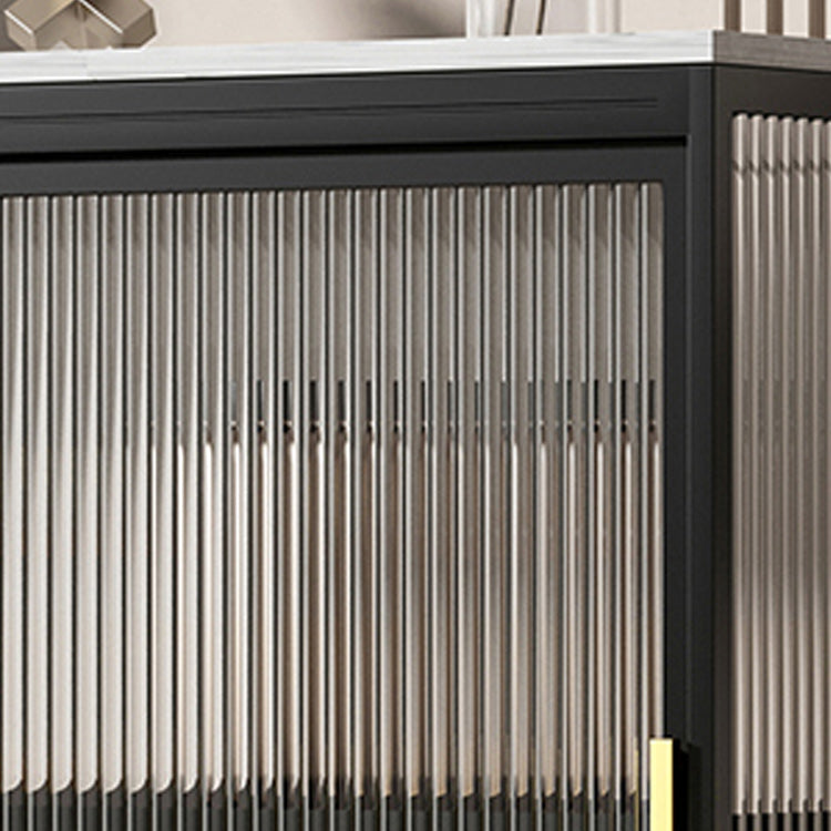 Verre d'armoire Curio en métal moderne et portes coulissantes armoire pour le salon