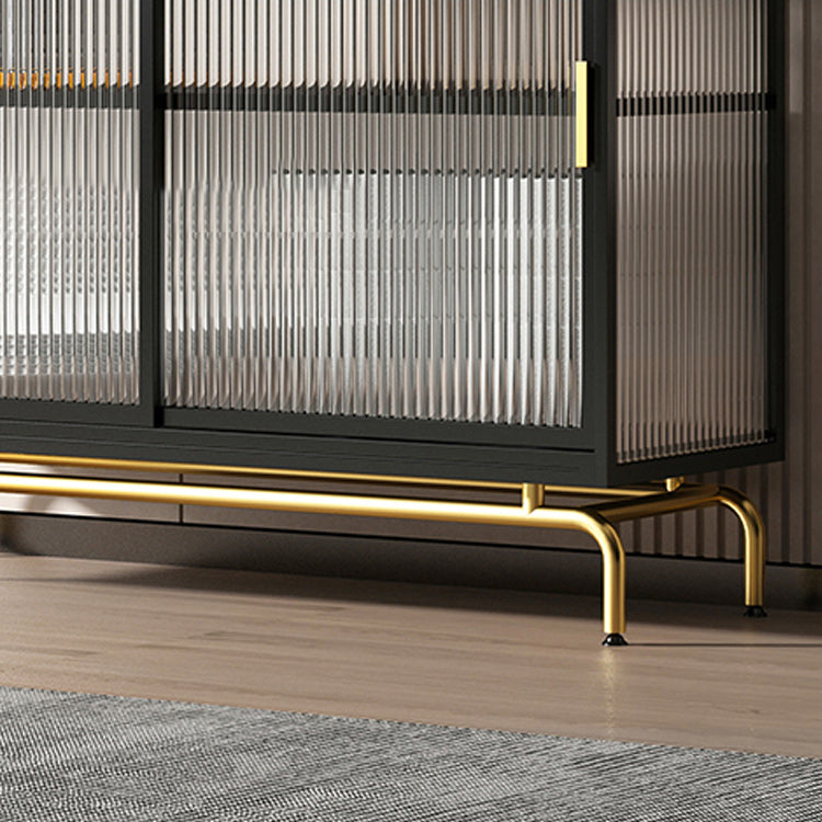 Verre d'armoire Curio en métal moderne et portes coulissantes armoire pour le salon