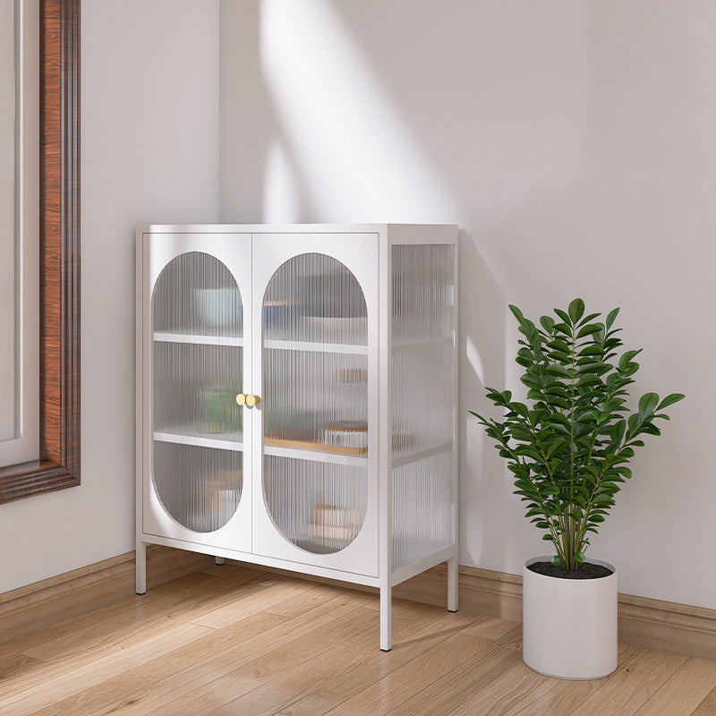 Contemporary Metal China Cabinet Glass Doors Hutch Cabinet for Living Room