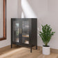Contemporary Metal China Cabinet Glass Doors Hutch Cabinet for Living Room