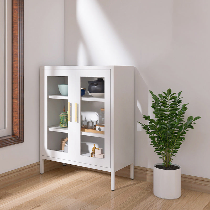 Contemporary Metal China Cabinet Glass Doors Hutch Cabinet for Living Room