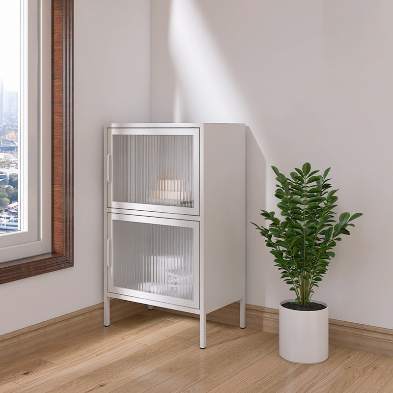 Contemporary Metal China Cabinet Glass Doors Hutch Cabinet for Living Room