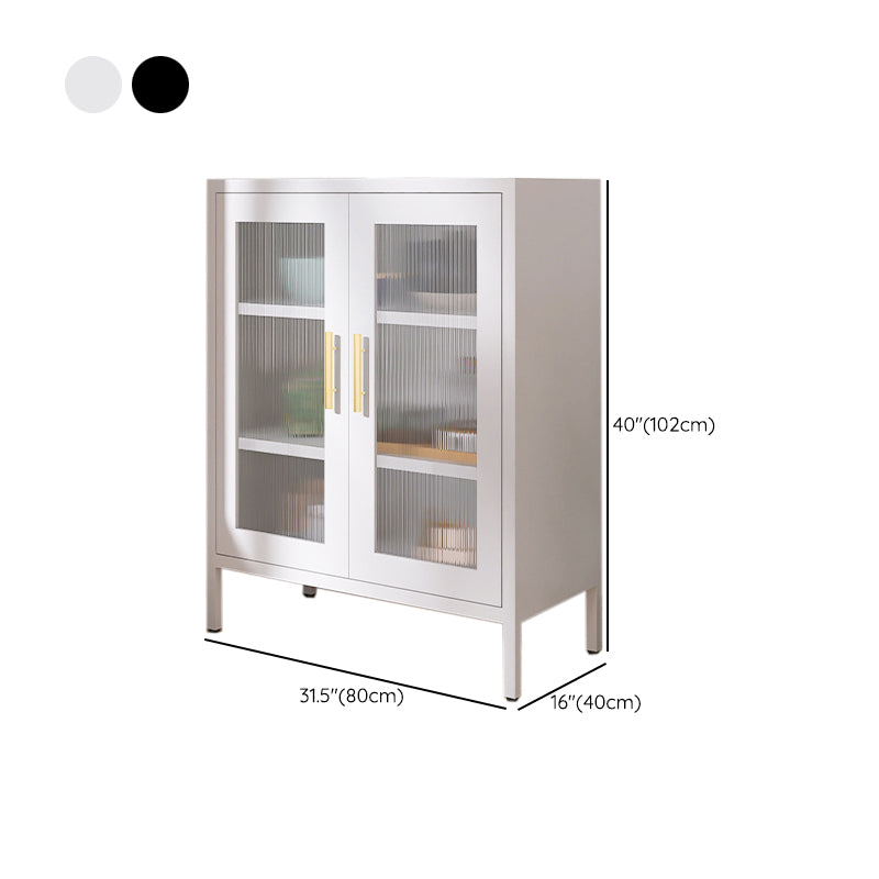 Contemporary Metal China Cabinet Glass Doors Hutch Cabinet for Living Room