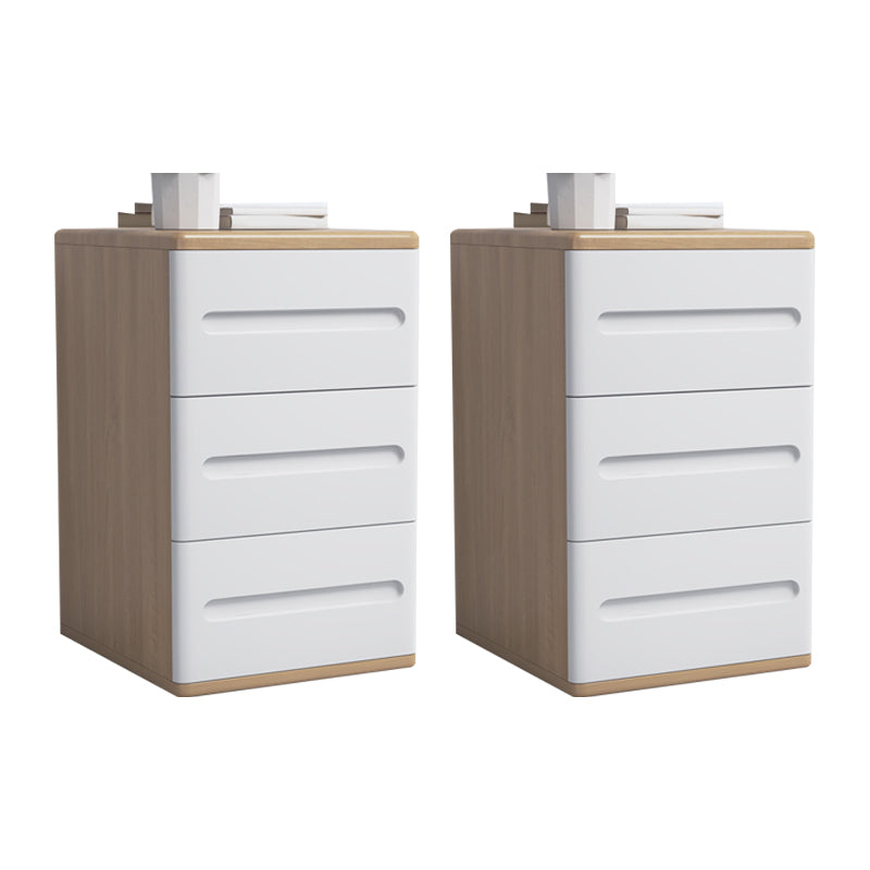 3 - Drawers Contemporary Bedside Cabinet Antique Finish Bed Nightstand Off-White 2 Piece Set Clearhalo 'Bedroom Furniture' 'furn' 'furn_night_stand' 'Furniture' 'night_stand' 'Nightstands' 6583454