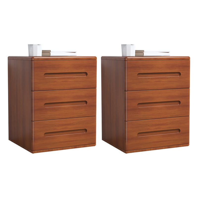 3 - Drawers Contemporary Bedside Cabinet Antique Finish Bed Nightstand Brown 2 Piece Set Clearhalo 'Bedroom Furniture' 'furn' 'furn_night_stand' 'Furniture' 'night_stand' 'Nightstands' 6583456