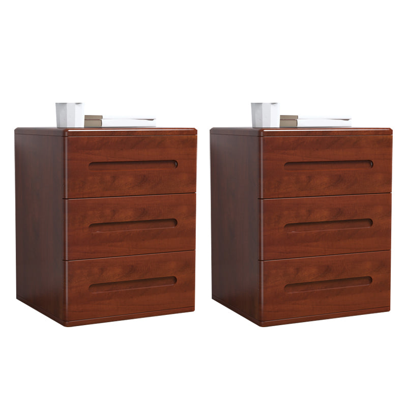3 - Drawers Contemporary Bedside Cabinet Antique Finish Bed Nightstand Nut-Brown 2 Piece Set Clearhalo 'Bedroom Furniture' 'furn' 'furn_night_stand' 'Furniture' 'night_stand' 'Nightstands' 6583460